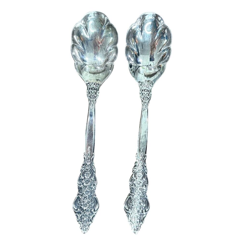 Sugar Shell Spoons Set of 2 Silver Renaissance Silverplate 1847 Rogers Bros